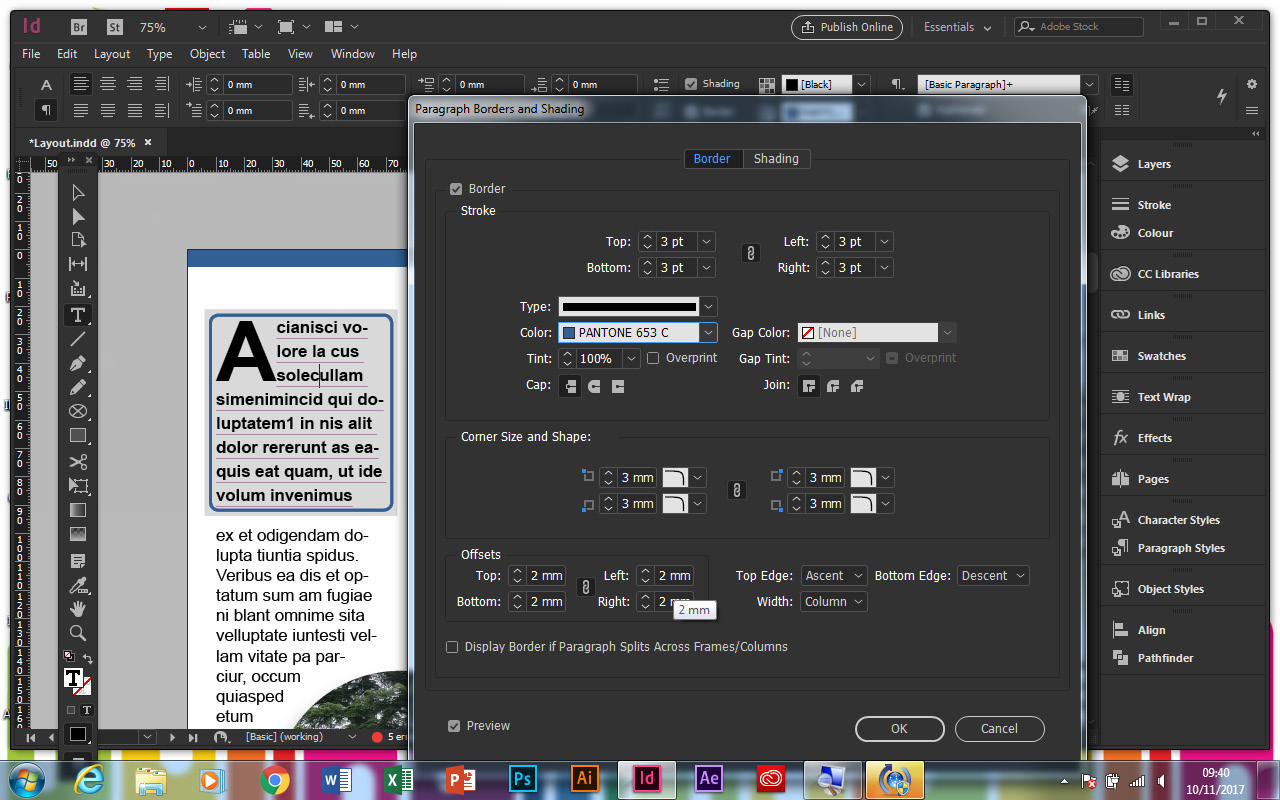 InDesign CC 2018 Paragraph Borders Creative Studio